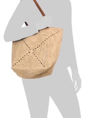 Straw Studios Lge  Raffia Tote Bag/Pouch Styled After Loewe Puzzle Fold Bag  NWT